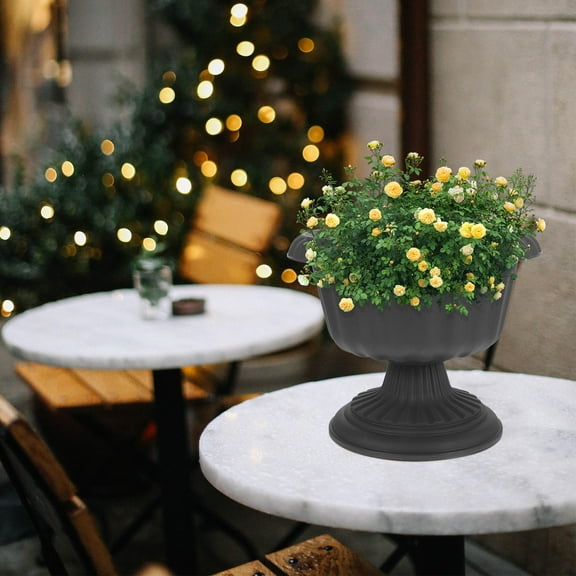 WASHWEPE 1Pcs Hydrocotyle Verticillata Bowl for Garden Planting Urn in Dark Grey Plastic