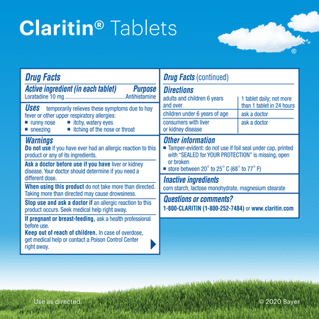Claritin 24 Hour Non-Drowsy Allergy Relief Tablets,10 mg, 40 Ct (30+10 Bonus)