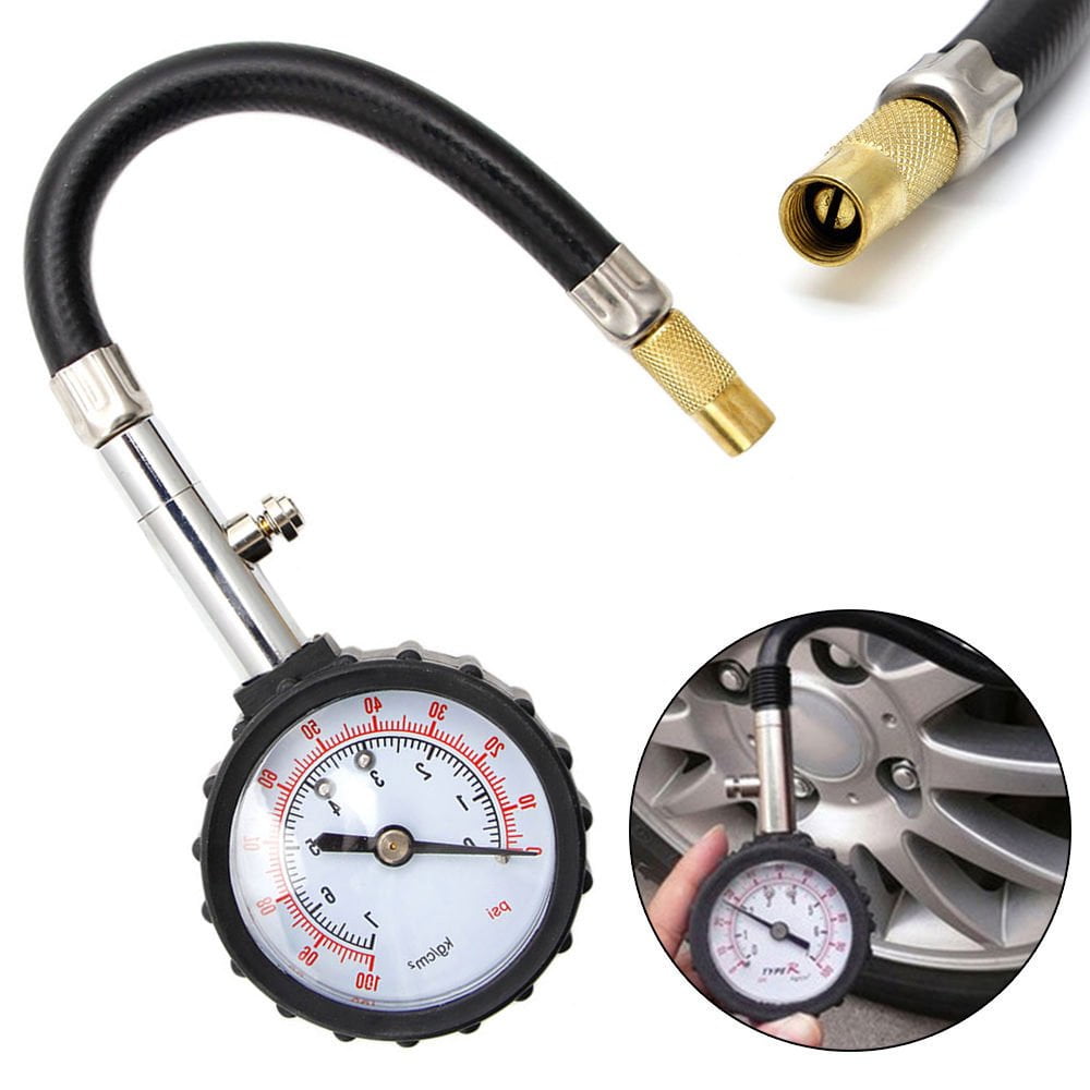 Wideskall Premium Flexible Hose Truck Car Tire Pressure Gauge 0100 PSI