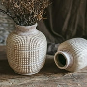 Rustic Reach 6.3” Handmade Textured White Porcelain Ceramic Jar Vase