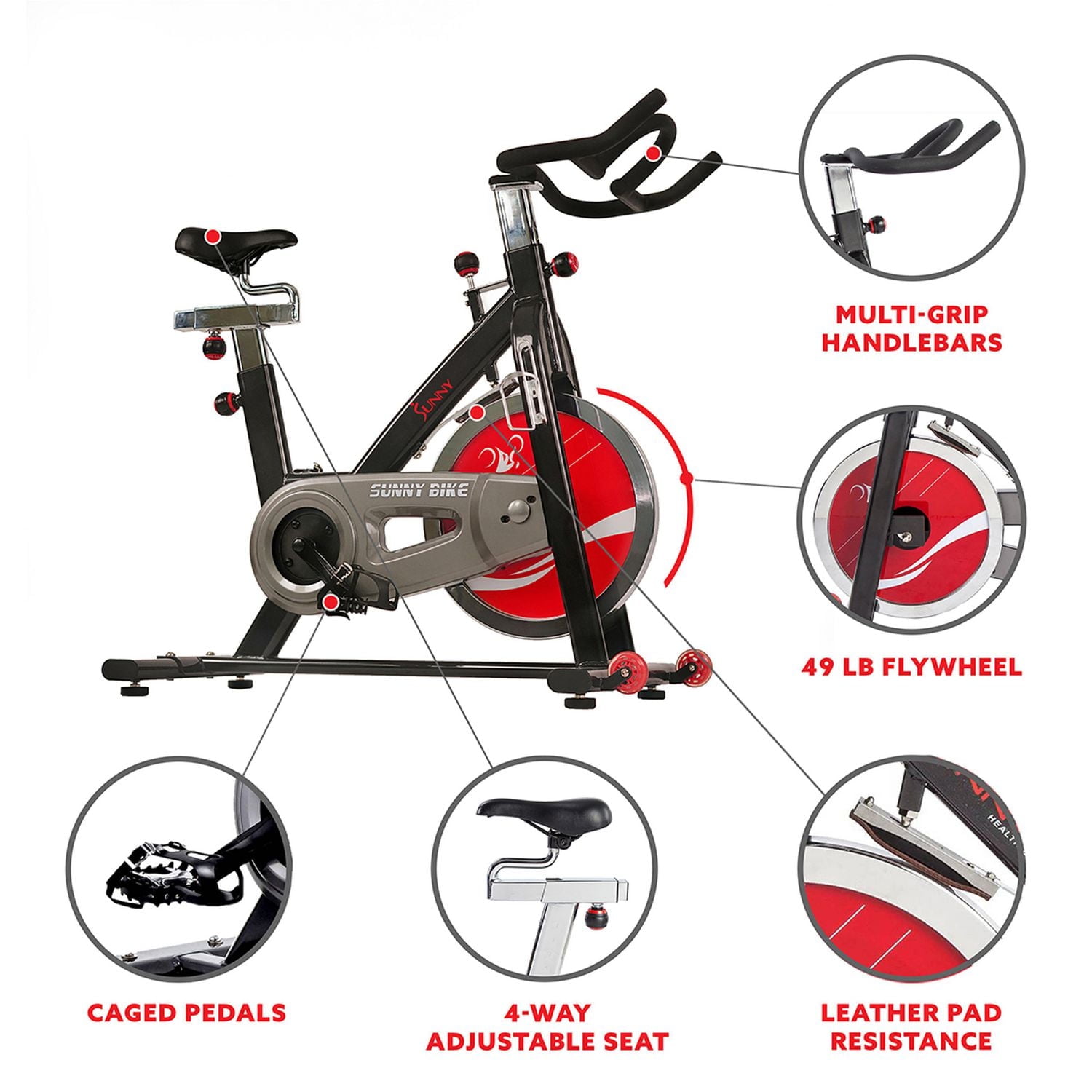 Sunny Health Fitness SF-B1002 Belt Drive Indoor Cycling Bike