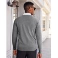 thumbnail image 2 of COOFANDY Men's V Neck Dress Sweater Slim Fit Business Casual Dressy Sweater Shirts Long Sleeve Soft Basic Pullover Sweater Red Black Grey Diamond Pattern, 2 of 6