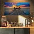 thumbnail image 1 of Wide Wooden Bridge into Distant Sun - Pier Seascape Canvas Art Print, 1 of 3