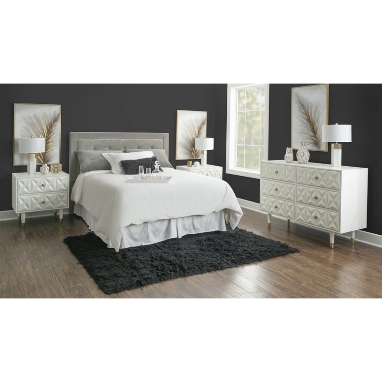 Linon Six Drawer Geo Texture Dresser in White - Walmart.com