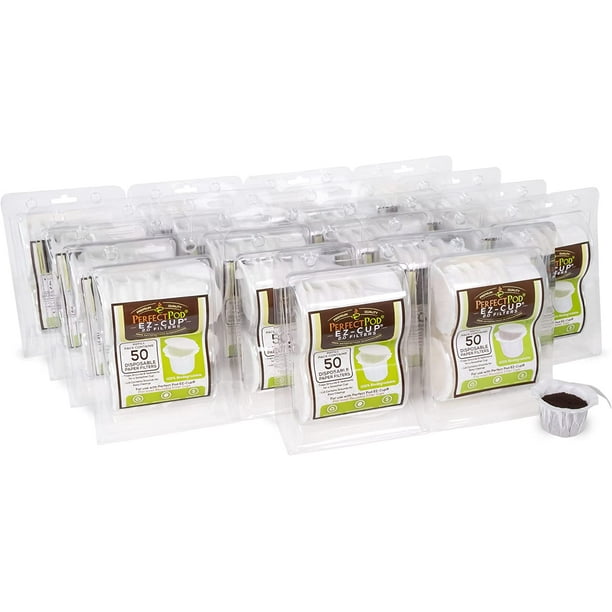 Perfect Pod EZCup Paper Coffee Filters with Patented Lid for SingleServe Coffee Brewers and