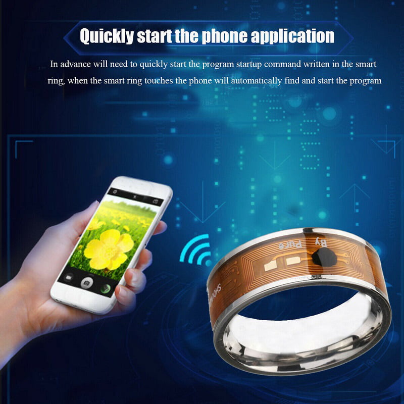 2020 New R3F Fashion NFC Smart Ring with Bluetooth Phone Accessories Magic Jewelry for Android Mens Wear Ring Men and Women,Black,No.8 