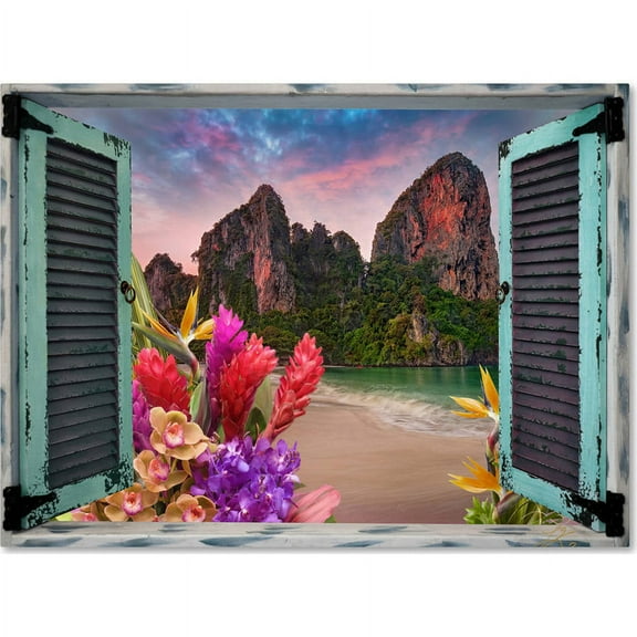 Trademark Fine Art "Tropical Window to Paradise VI" Canvas Art by Leo Kelly