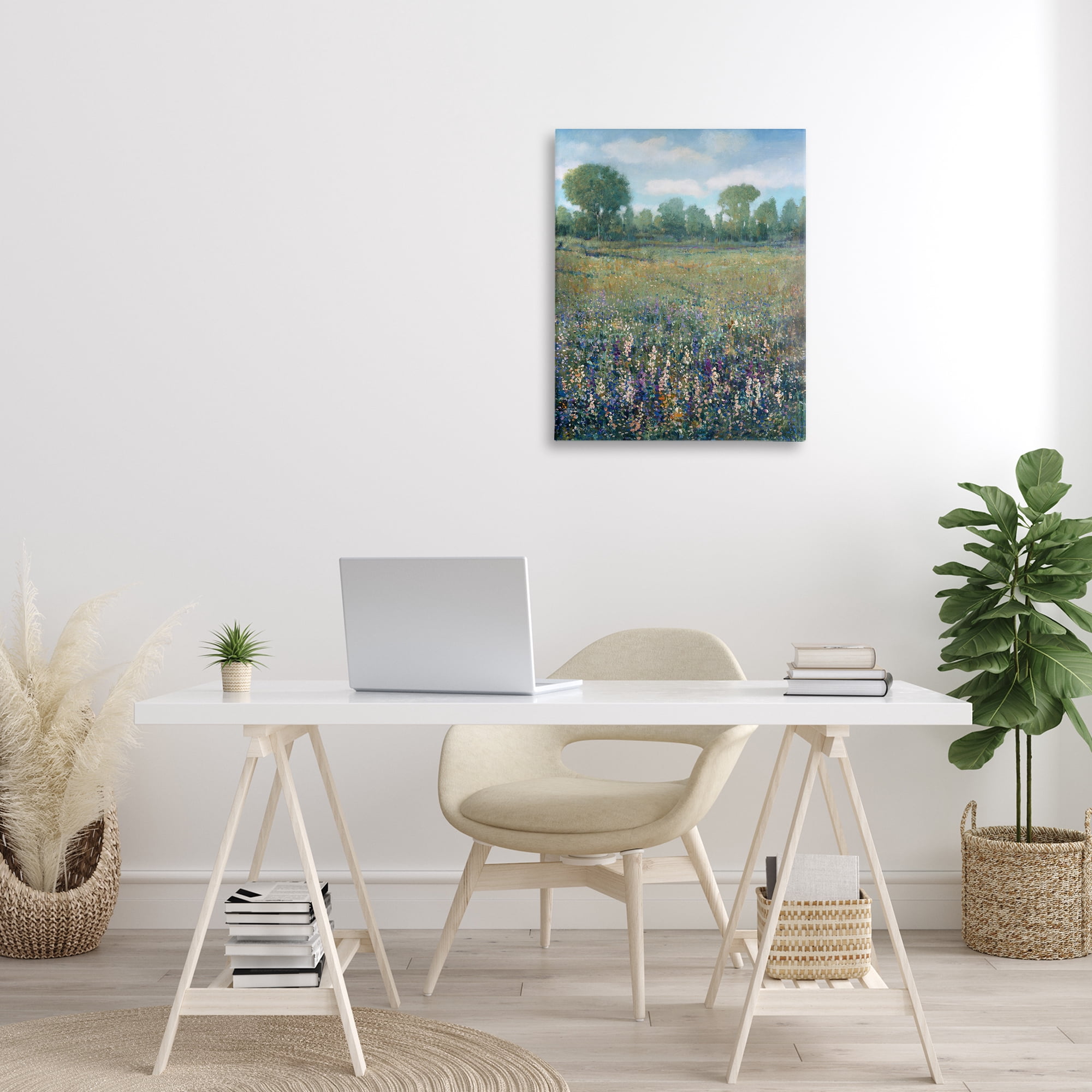 Stupell Industries Lilac & Wildflower Fields Landscape Painting Gallery Wrapped Canvas Art Print Wall Art, 24 x 30