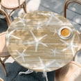 thumbnail image 4 of Light Brown Coastal Starfish Round Tablecloth 36-44 Inch Round Fitted Table Cloth with Elastic Edge, Nautical Summer Beach Ocean Waterproof Table Cover Protector for Outdoor Picnic Party Dining, 4 of 9
