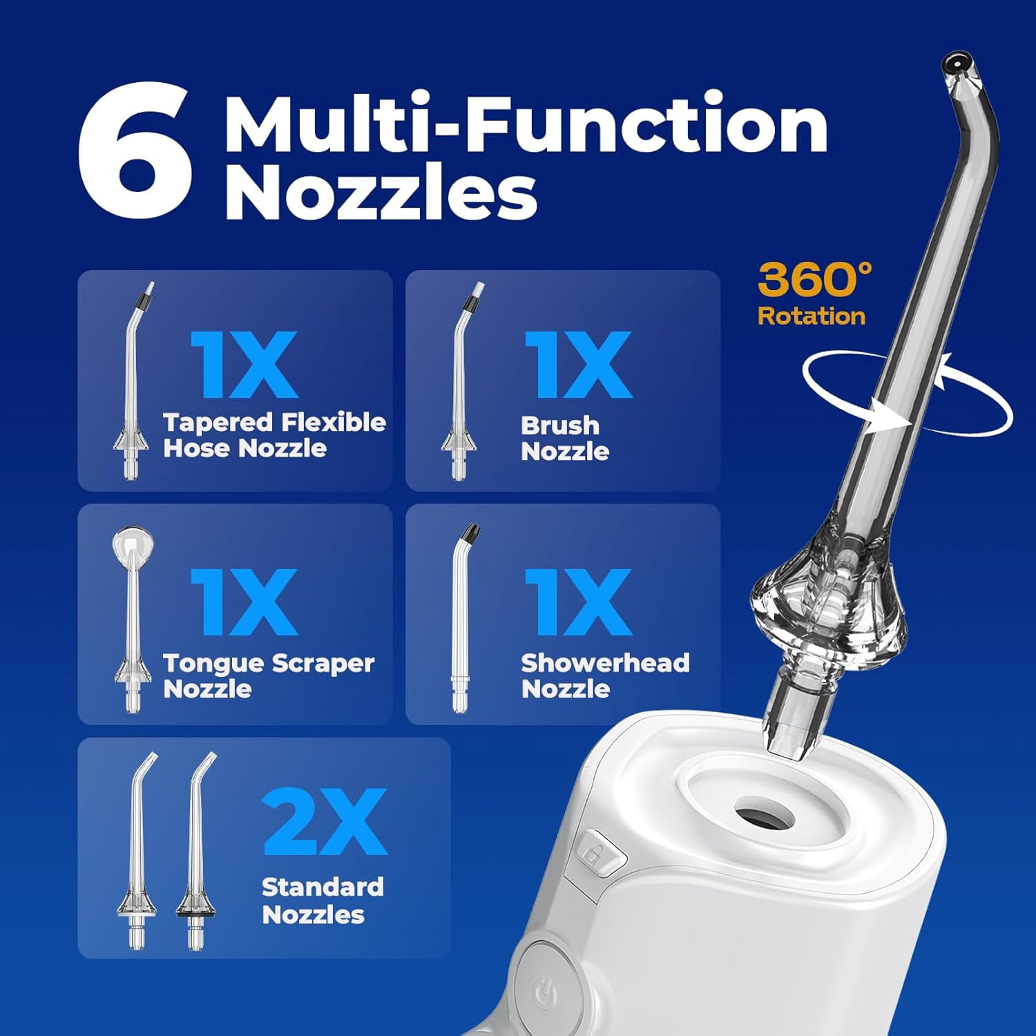 Water Flosser for Teeth Cordless: Professional Oral Irrigator LED Display 5 Modes, 300ML Water Tank, IPX7 Waterproof Electric Tooth Cleaner Picks, Water Floss with 6 Jet Tips for Home Travel