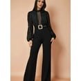 thumbnail image 4 of Women Elegant Jumpsuit Formal Sex-Y High Necked Long Sleeved Casual Straight Pantsbusiness Party Jumpsuit Black L, 4 of 9