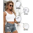 thumbnail image 3 of 2 Tops de tirantes AURUZA sin mangas con cuello en U para mujer, crop tops blancos x2, 3 of 6