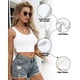 thumbnail image 3 of 2 Tops de tirantes AURUZA sin mangas con cuello en U para mujer, crop tops blancos x2, 3 of 6