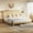 King, variant on Twin Rattan Bed Frame, Bohemian Rattan Bed Frame Twin with Natural Headboard, LED Lights, No Box Spring Needed