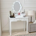 thumbnail image 5 of Makeup Vanity Desk and Stool Set, Vanity Mirror with Lights and Table Set, Small Vanity Table for Bedroom, 5 of 6