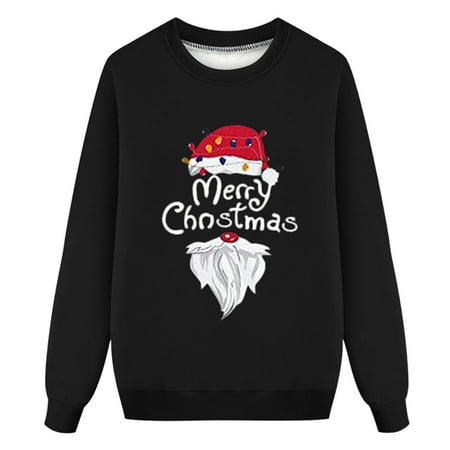 

Huiniadese Women Mom Christmas Sweaters Top Family Set Christmas O Neck Long Sleeve Sweatshirt Christmas Printed Sweatshirt Family Matching Christmas Pajamas Set Black XXL