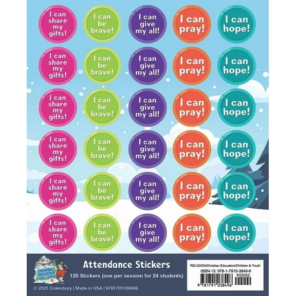 Vbs 2026 Snowball Mountain Challenge Attendance Stickers (Pkg of 24): Find Your Strength in God, (Hardcover)