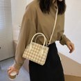 thumbnail image 2 of Sywqhk Bolso Bandolera De Hombro A Cuadros Retro Para Mujer, Bolsos De Mano Portátiles De Pu (Blanco) Sywqhk Para estrenar, 2 of 9