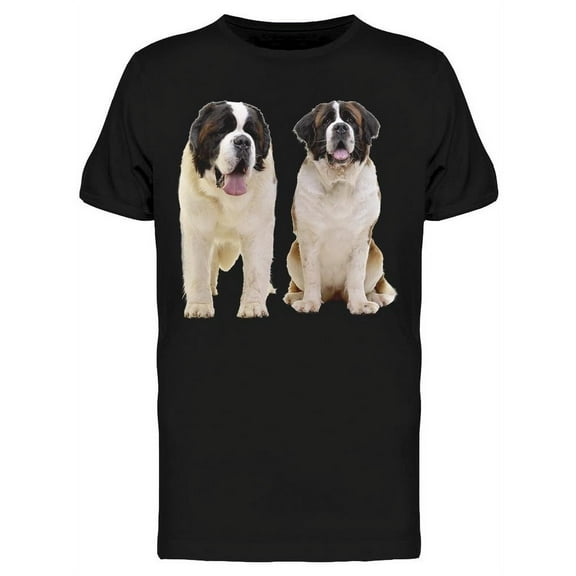 Two Big Saint Bernard Dogs T-Shirt Men -Image by Shutterstock, Male x-Large