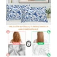 thumbnail image 4 of Hokiten Pillow Cases Standard Size Set of 2, Lumbar Pillow Covers, Boho Blue Floral Satin Pillowcases with Zipper for Hair/Skin, Farmhouse Botanical Vintage Paisley Flower 20x26 Inches, 4 of 6