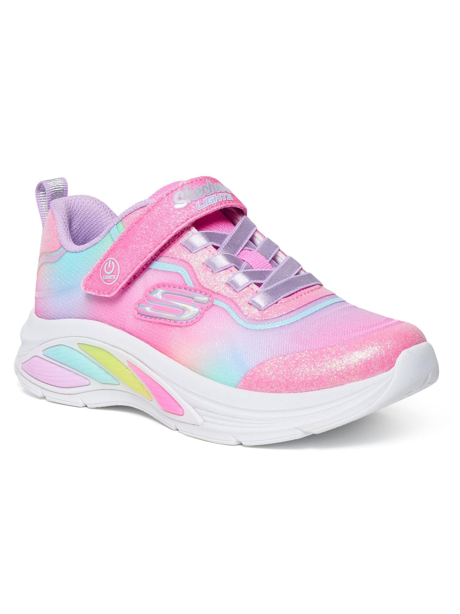 Skechers Girls Rainbow Flash-Light Up Velcro Strap Sneakers