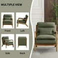 thumbnail image 4 of Bonzy Home Mid-Century Modern Accent Chair with Wood Frame, Upholstered Reading Armchair with Waist Cushion, Double Padded Side Chair for Living Room, Green, 4 of 6