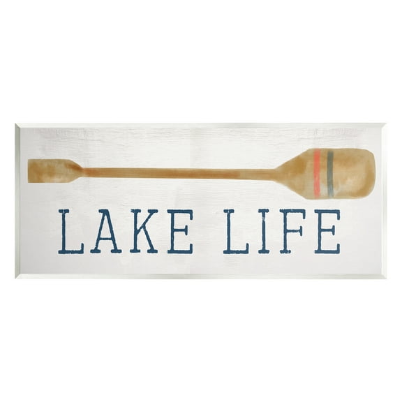 Stupell Industries Lake Life Boating Phrase Inspirational Painting Unframed Art Print Wall Art, 17 x 7