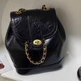 thumbnail image 3 of 2023 Women's Korea Autumn Winter Mini Chains Backpack Ladies Student Oil Wax Leather Shoulder Bag Black&Silver Solid Rucksacks, 3 of 5