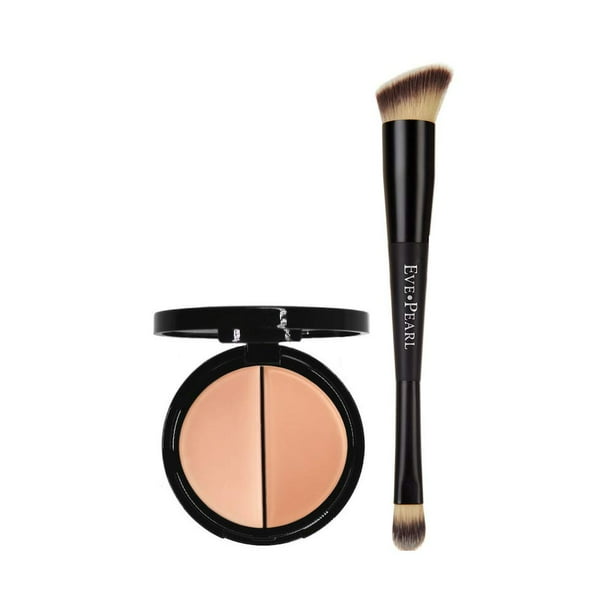 EVE PEARL Dual Salmon Concealer and 202 Concealer Blender Brush completa Under Brighten Eye Pro Corrector Brush Set Kit de maquillaje (Mediano)