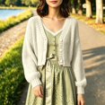 thumbnail image 4 of Bibifish Womens Cable Knit Cardigan Sweaters Long Sleeve V Neck Cropped Button Front Cardigans, 4 of 6