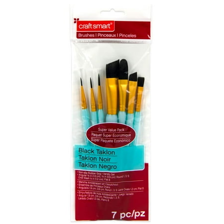 UPC: 0886946972218 | Black Taklon Angular Variety Brushes Super Value Pack By Craft Smart®
