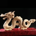 Feng Shui Carved Natural Wood Dragon Statue Sculpture Animal Figurine