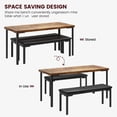thumbnail image 3 of Vintage 3-Piece Dining Table Set for 4 – Rustic Wood Table with 2 Upholstered Benches – Space-Saving Compact Dining Room Set – Sturdy Metal Frame – Comfortable Seating – Vintage Color, 3 of 8