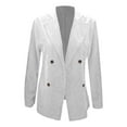 thumbnail image 2 of Corduroy Jacket Women Casual Double Breasted Blazer Jacket Plain Notched Long Sleeve Suit Coats Regular Fit Solid Work Office Business Longline Suit Jackets Ladies Autumn Winter, 2 of 6