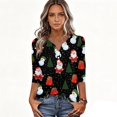 thumbnail image 4 of Women's Christmas Tops 3/4 Sleeve Casual V Shirts Neck Button Blouses Holiday Tees Shirt Xmas Holiday Casual Wear, 4 of 5