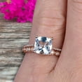 thumbnail image 5 of Cushion Cut 1.75 Carat Aquamarine Engagement Ring with Unique Wedding Band 10k Rose Gold Art Deco Bridal Set Anniversary Gift, 5 of 5