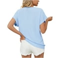 thumbnail image 6 of Yufatyle Blouses for Women Dressy Casual Summer Hot Birthday Gift Summer Blouses for Women 2024 Round Neck T-shirts Loose Comfortable Female Blouses Blue, 6 of 9