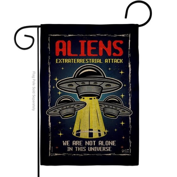 Angeleno Heritage G130406-DB Aliens Attack Cosmos Space Creature 13 x 18.5. in. Double-Sided Decorative Vertical House Garden Flag for Decoration Banner Yard Gift