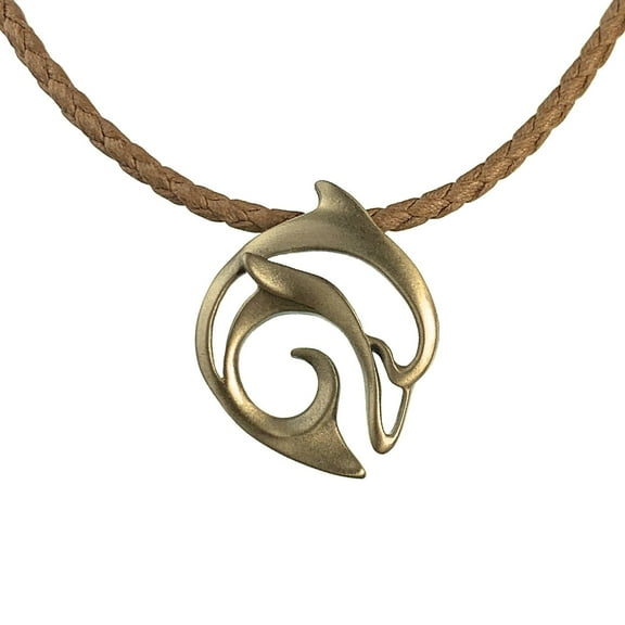 Dolphin Sea Life Ocean Theme Solid Bronze Pendant Necklace