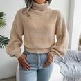 thumbnail image 6 of Womens Fall Fashion 2022! QLEICOM Sweaters for Women, Women's Fashion Casual Lantern Long Sleeve Turtleneck Knitted Sweater Turtleneck Sweater On Clearance, 6 of 6