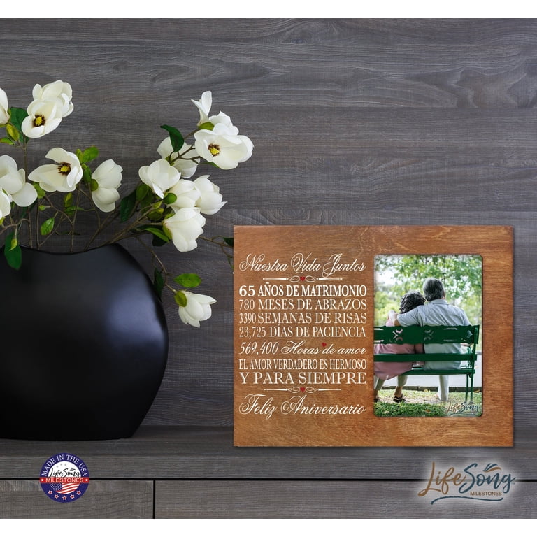 LifeSong 25th Anniversary Picture Frame - Personalized Marriage Keepsake With Spanish Verse