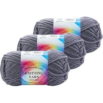 Premium 100% Acrylic Yarn, Snag Free, 4 Ply for Knitting, Cochet & DIY , Dark Gray (3 Packs)