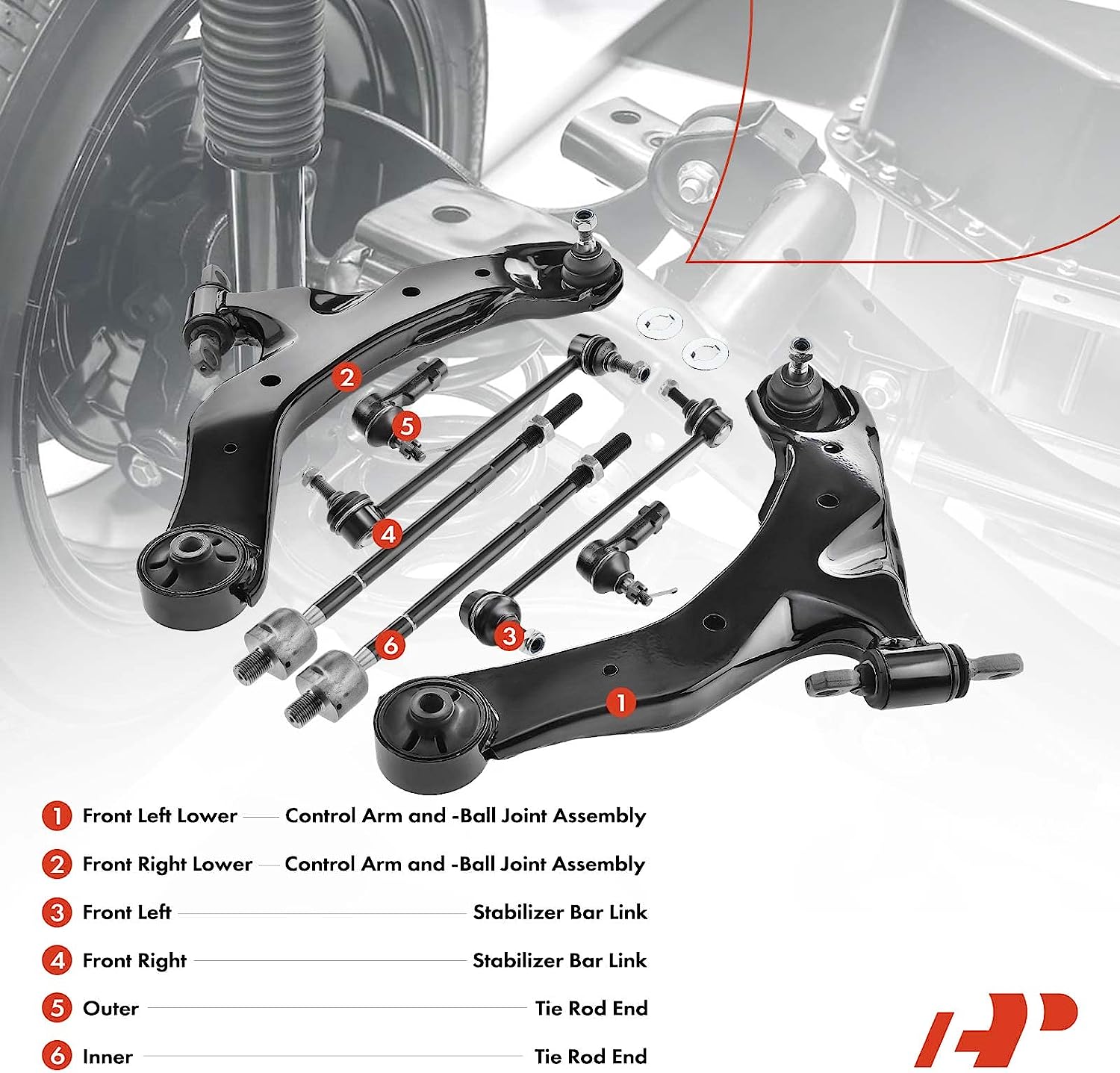 Autopartsclub2018 8-Piece Front End Suspension Kit For 2005-2010 Chrysler 300 – Control Arms, Tie Rods, Sway Bar Links