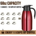 thumbnail image 2 of SSAWcasa Coffee Carafe 68oz Insulated Coffee Thermos for Hot Drinks, Stainless Steel Coffee Dispenser - Keep 12 Hours Hot, 24 Hours Cold (Red), 2 of 7