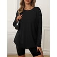 thumbnail image 3 of MOYIKO Oversized Long Sleeve Shirts for Women Casual Crewneck Loose Fit Tees Tops, 3 of 7