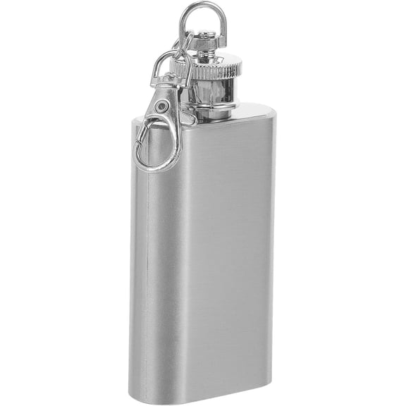 Stainless Steel Mini Flask with Keychain Leak-Proof Flat Cap Pocket Size Alcohol Bottle for Whiskey Hiking and Travel 2 Oz