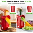 thumbnail image 4 of NutriChef 5-in-1 Cheese Grater & Shredder – Kitchen Grater with 5 Interchangeable Blades for Thin, Thick, Julienne, Wavy & Straight Cuts, Hand Crank, Suction Base & Storage Container (Red), 4 of 5