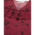 thumbnail image 4 of Moomaya Printed V-Neck Tops For Women, Ruffle Full Sleeve Sheer Summer Tunic Top, 4 of 9