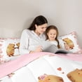 thumbnail image 4 of Erosebridal Dancing Capybaras Twin Bedding Sets 7-Piece For Teens,Romantic Floral Cherry Blossoms Bedding Comforter Set For Child Boys Girls,Pink Reversible, 4 of 6