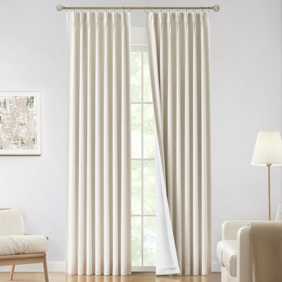 Cortinas Vision Home de lino opaco plisado natural de 3 m